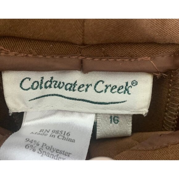 •SOLD•COLDWATER CREEK Camel Brown Faux-Suede Straight Leg Women's Trousers 16 - Picture 3 of 6